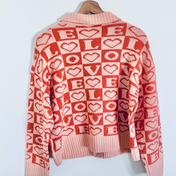 ASOS Violet Romance Collared Cardigan in Love Print - Picture 7 of 8